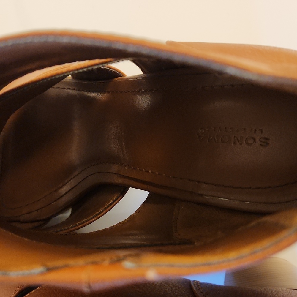 Sonoma Life+Style Saddle Brown Peep Toe Booties – Size 8.5 - Picture 5 of 13